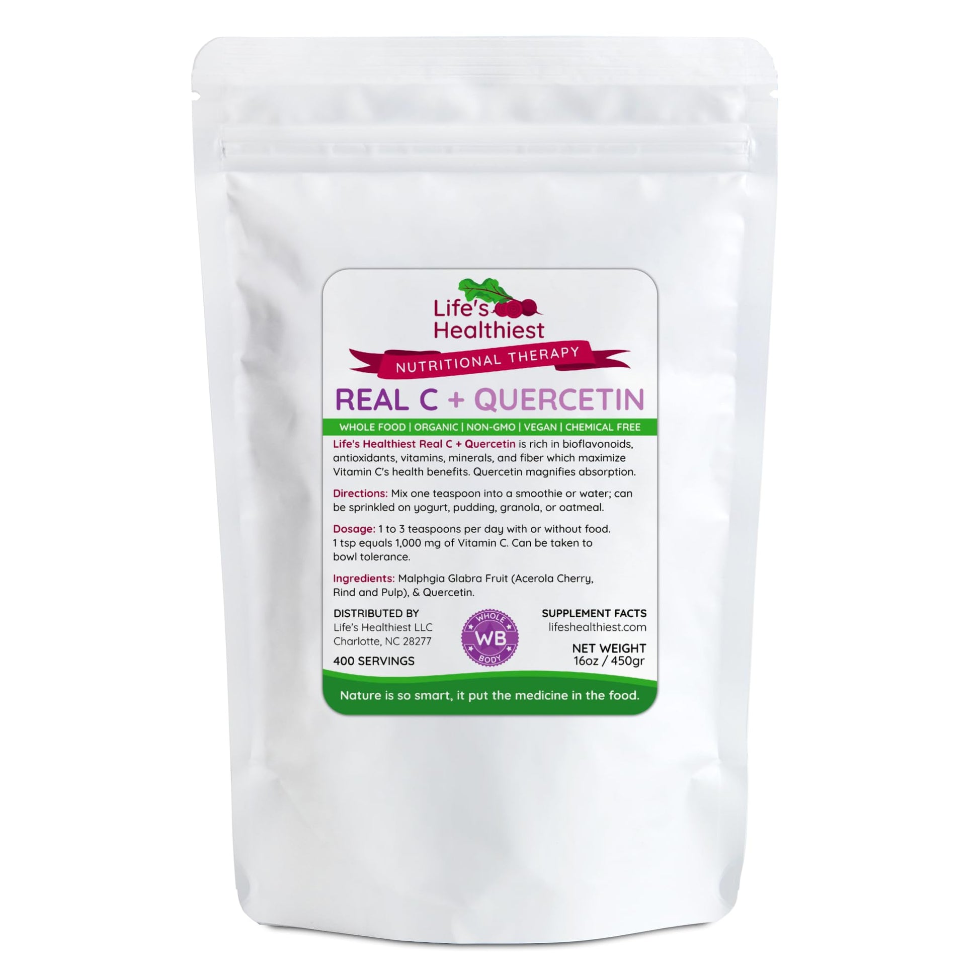 The Beet Lady polvo vitamina C real con quercetina 16 onzas