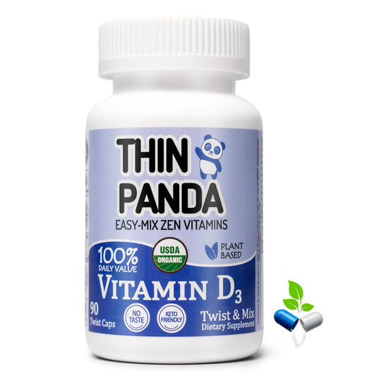 Frasco cápsulas orgánicas vitamina D3 THIN PANDA Twist & Mix