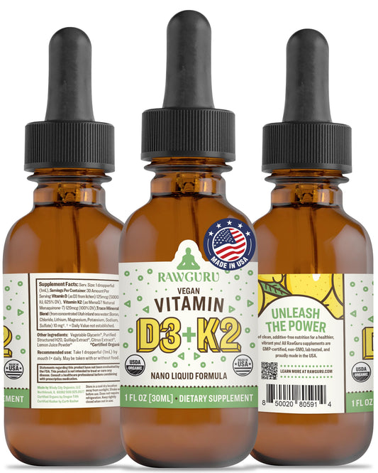 Tintura vitamina d3 y k2 orgánica vegana RawGuru 30 ml