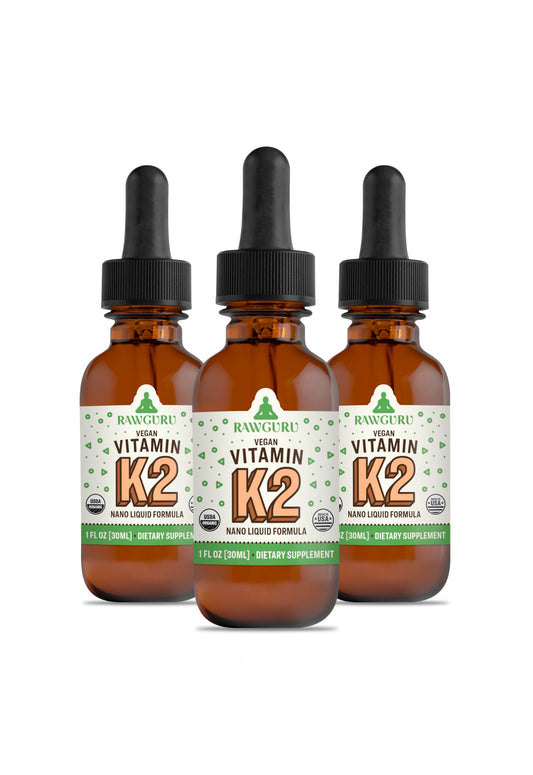 Frasco de tintura vegana vitamina K2 RawGuru 30 ml