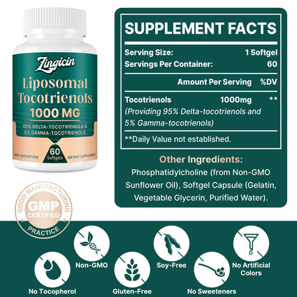 Tocotrienoles liposomales Zingicin cápsulas blandas