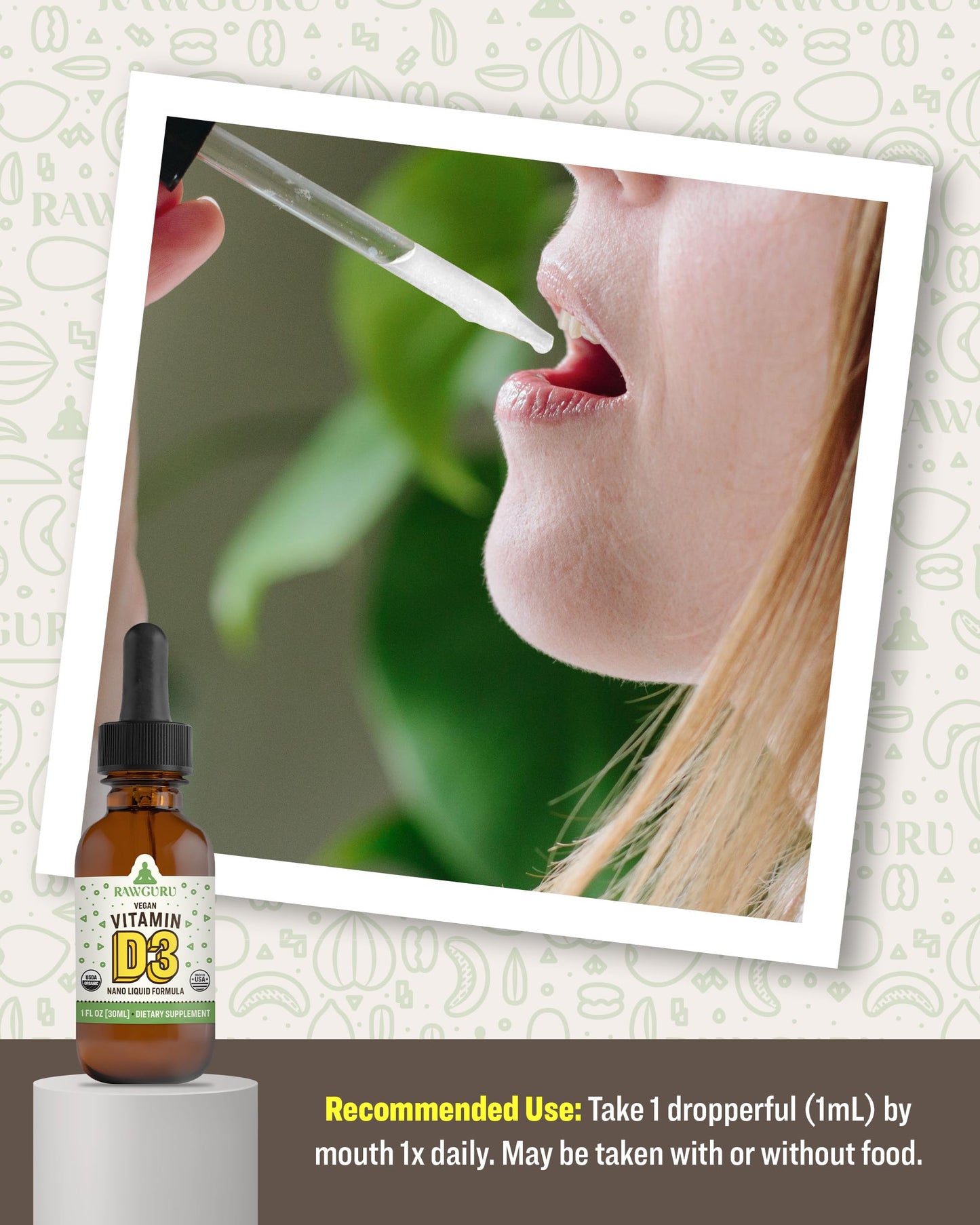 Tópico líquido vitamina D3 RawGuru con minerales traza