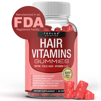 Toplux gominolas vitamina biotina 5000mcg para crecimiento cabello