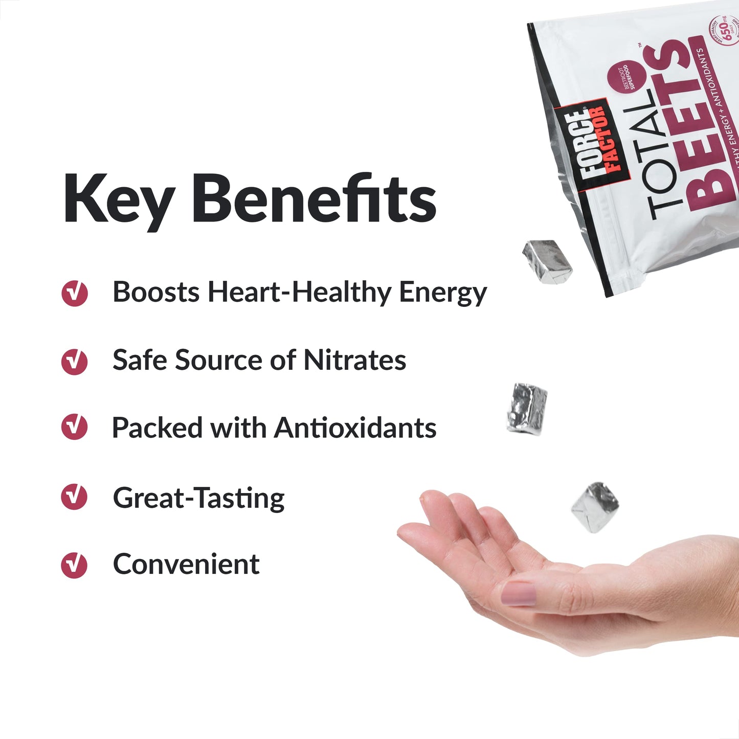 Total Beets y Vitafusion, conjunto de suplementos.