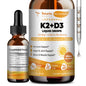 Frasco gotas líquidas vitamina d3 k2 con mct oil y omega 3 para huesos