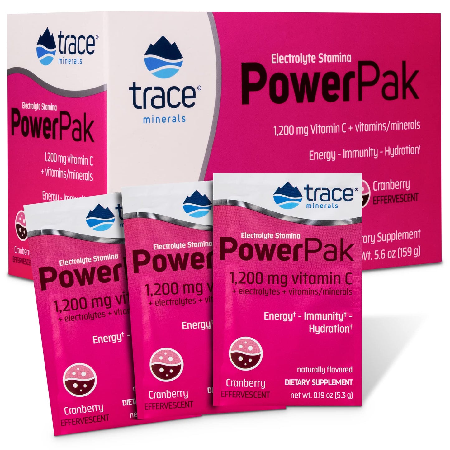Trace Minerals polvo electrolito vitamina c 1200mg 30 paquetes