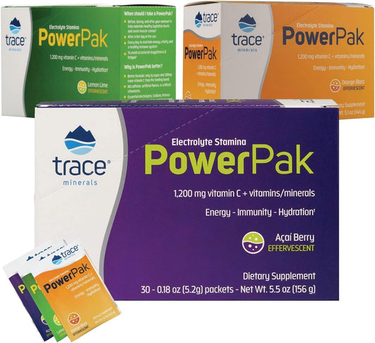 Trace Minerals Power Pak electrolitos vitamina C sabor limón lima