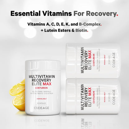 Tres botellas de Codeage Multivitamin Recovery Elite Max