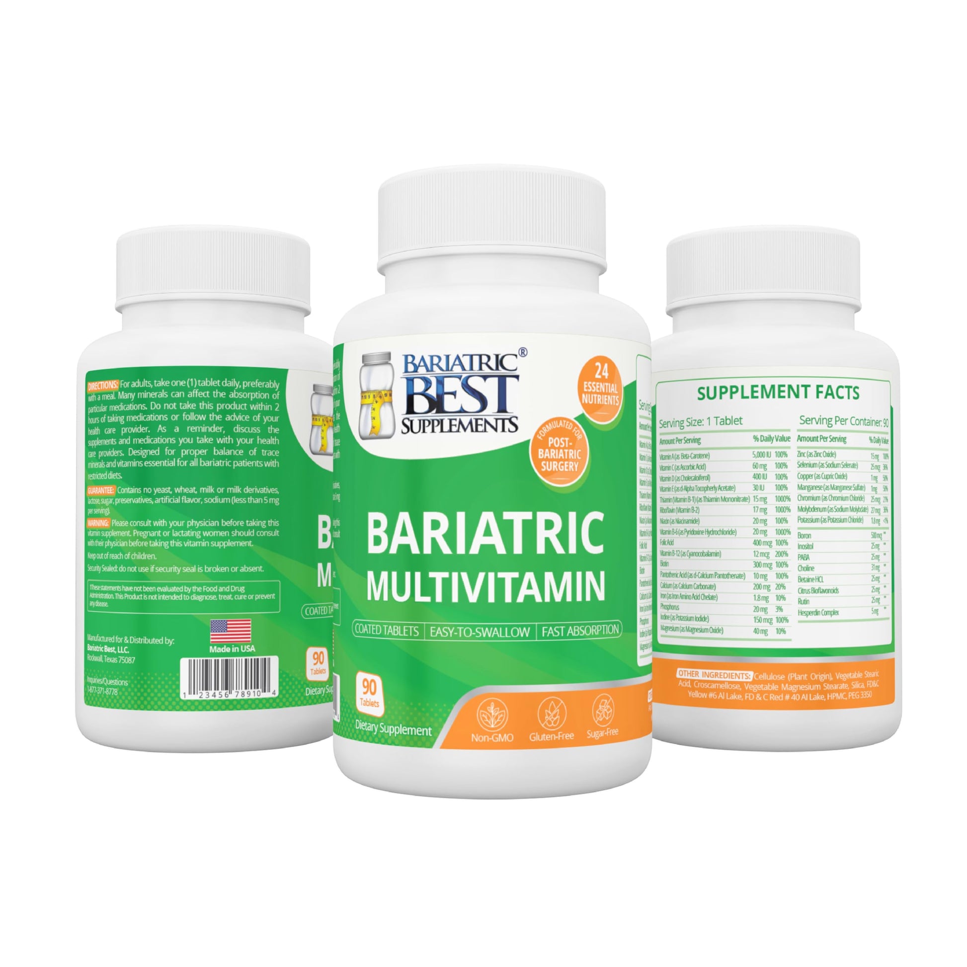 Tres botellas de multivitamínico bariátrico