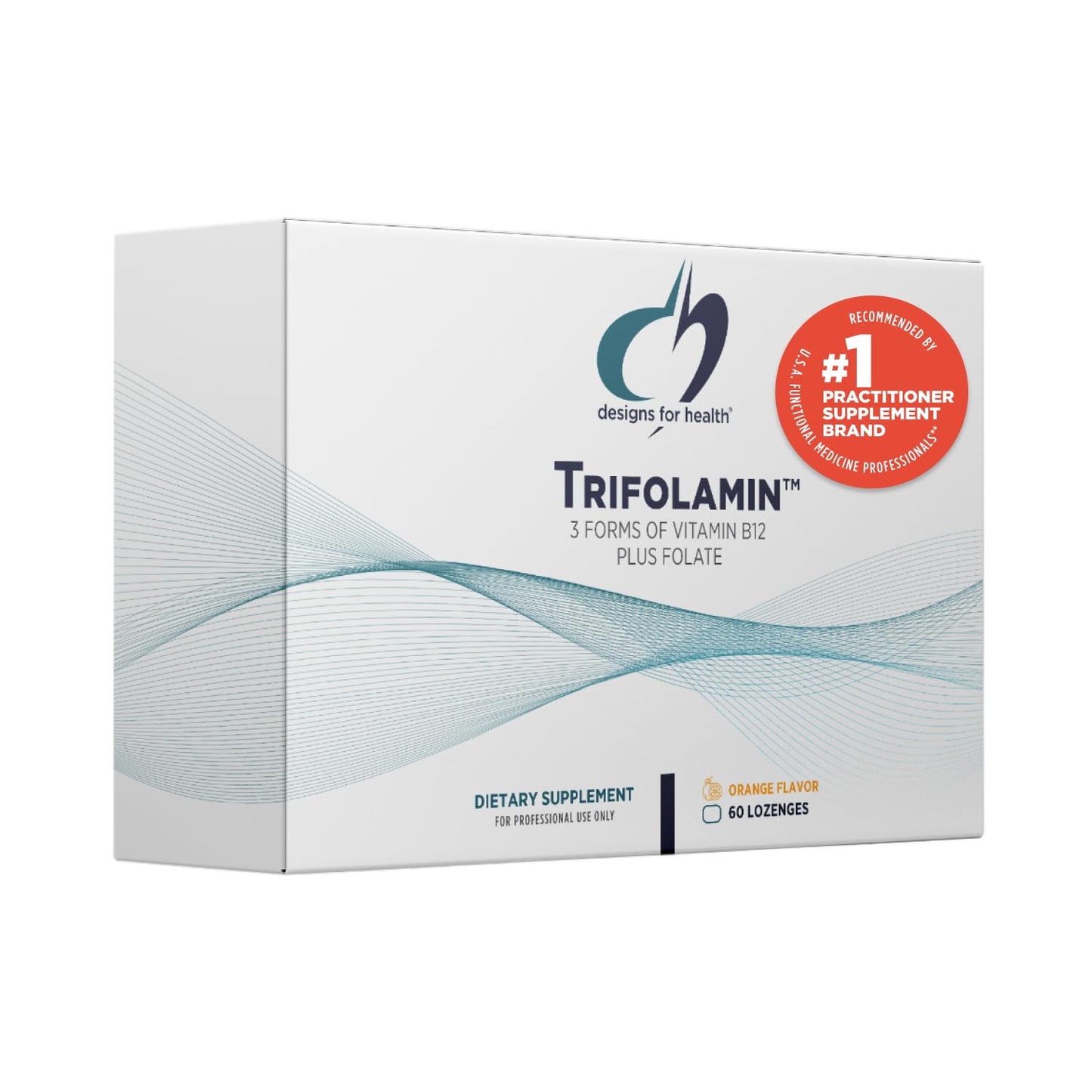 Trifolamin pastillas diseño para salud suplemento vitamina B12 naranja