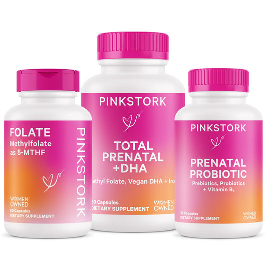Trío vitaminas prenatales Pink Stork Total Prenatal Pro Folato
