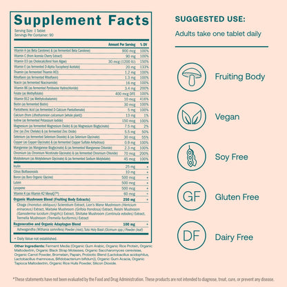 Información de ingredientes en el multivitamínico True Grace 40+