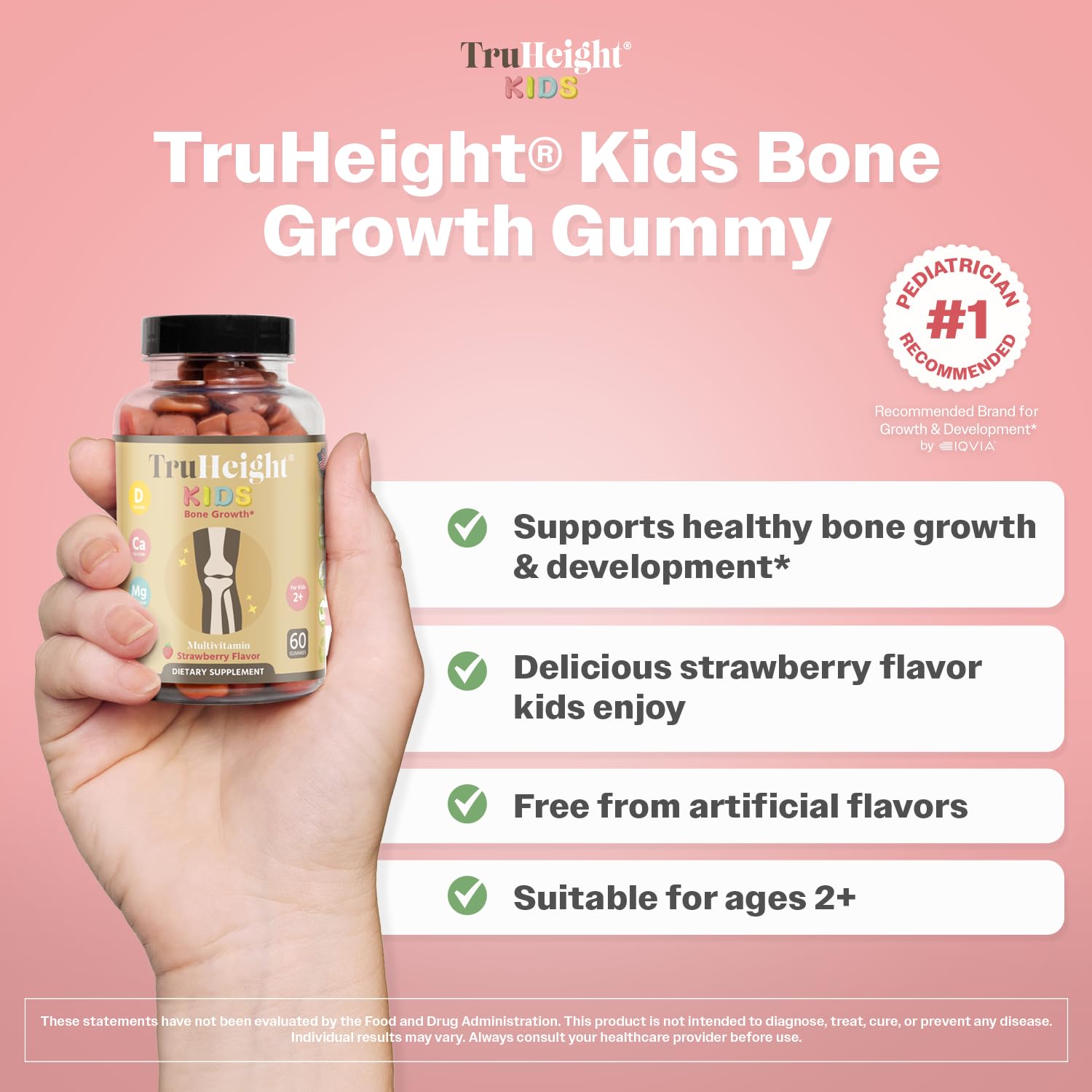 TruHeight Gomitas con vitaminas D, Ca, Mg