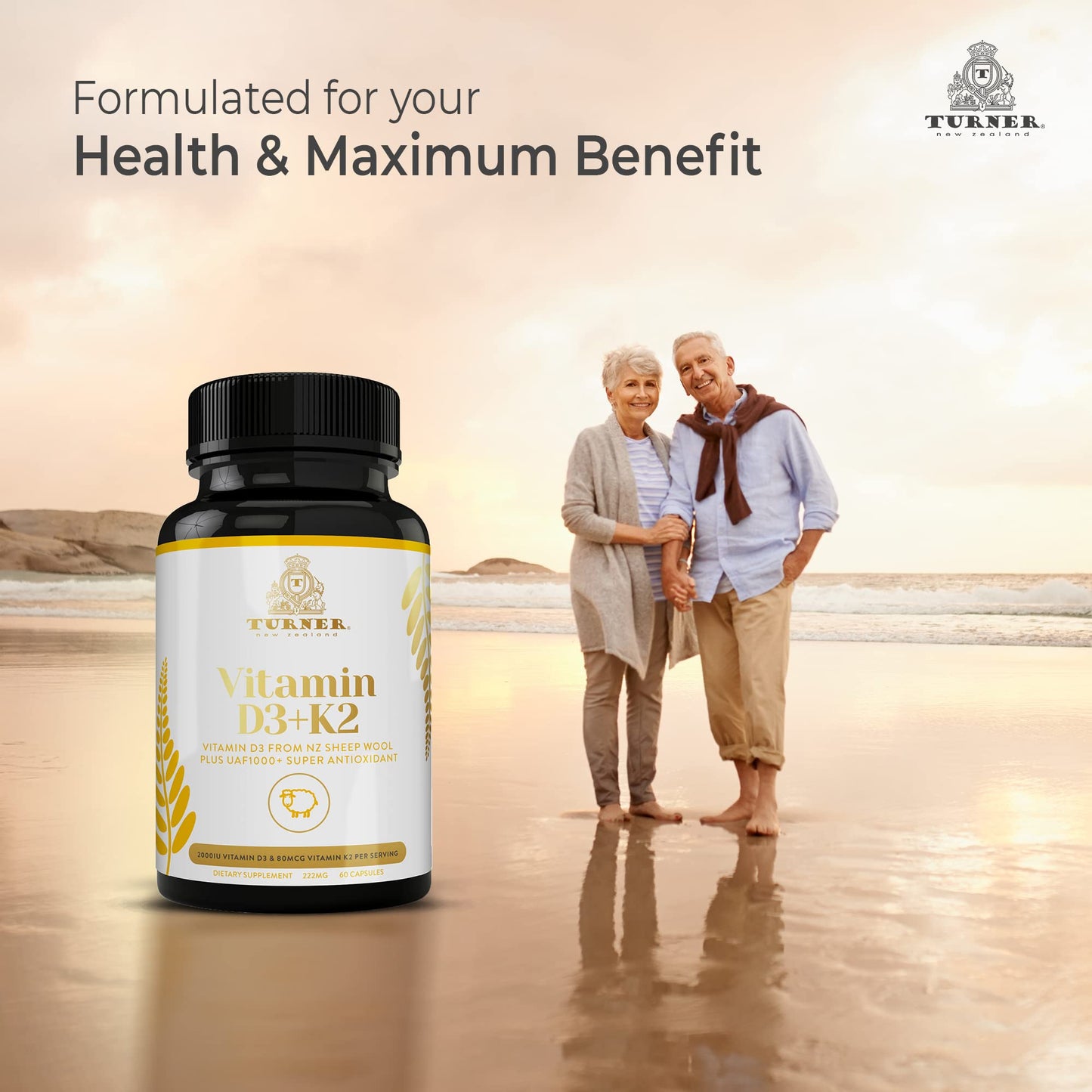 TURNER vitamina D3 K2 cápsulas blandas para corazón y dientes