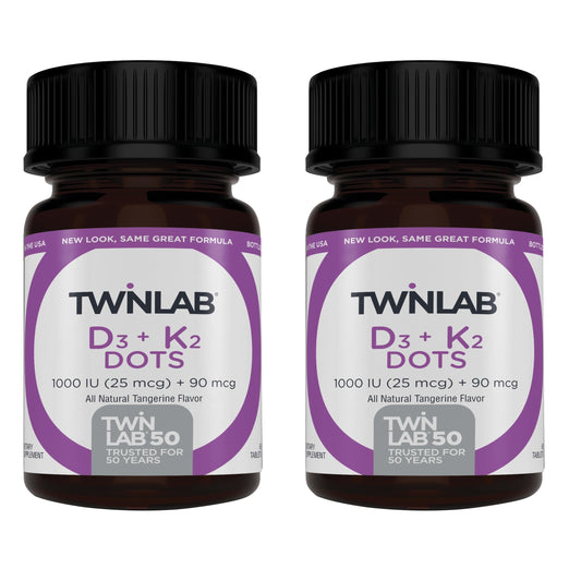 Frontal Twinlab Vitamin D3 y K2 dot tablets para salud ósea