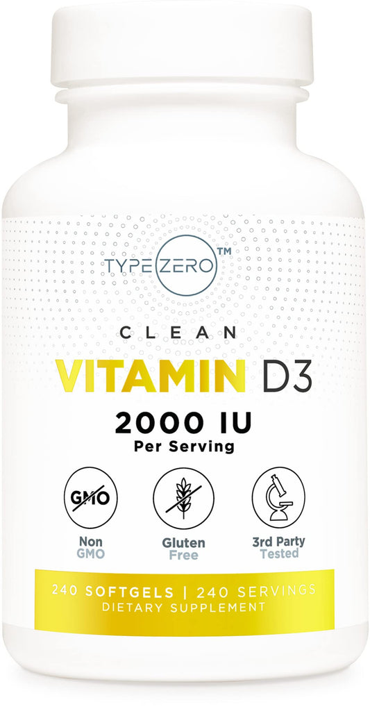 Type Zero vitamina d3 2000 iu 240 softgels botella