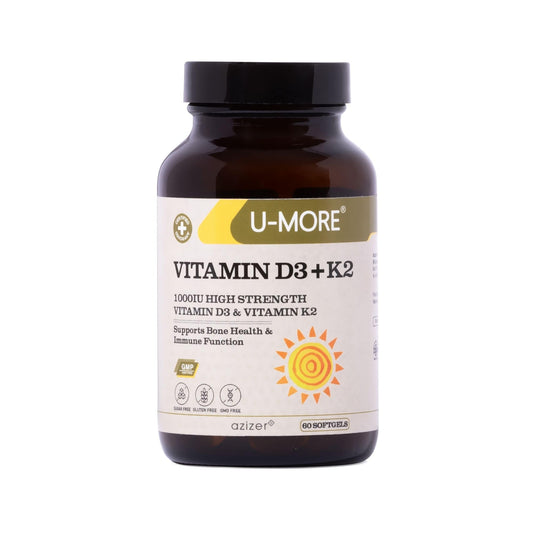 U-MORE suplemento vitamina d3 1000 ui y k2 60 cápsulas blandas