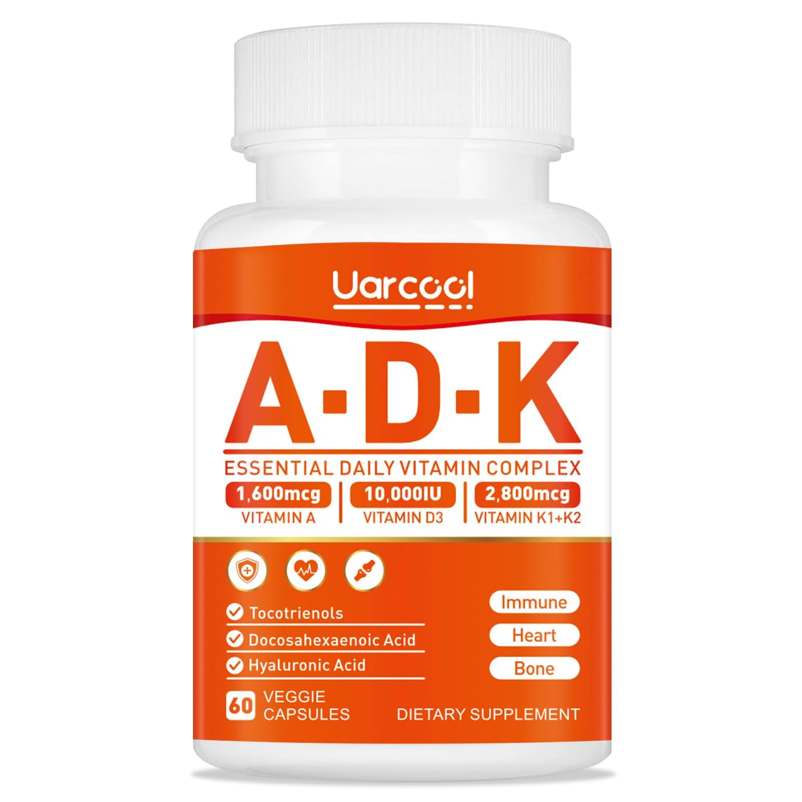 Suplemento vitamínico Uarcool ADK cápsulas salud huesos corazón