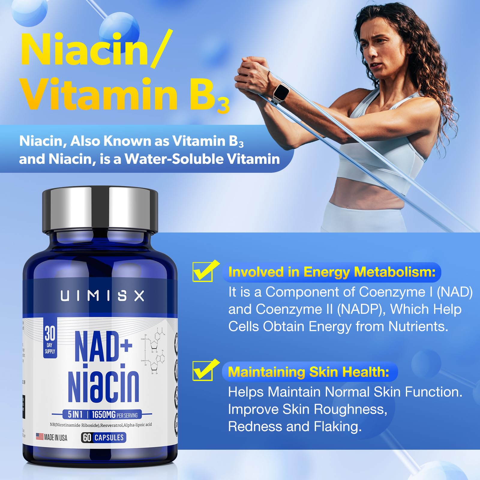 UIMISX suplemento NAD+ para vitalidad y energía diaria