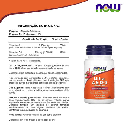 Ultra A & D3 suplemento paquete completo etiqueta