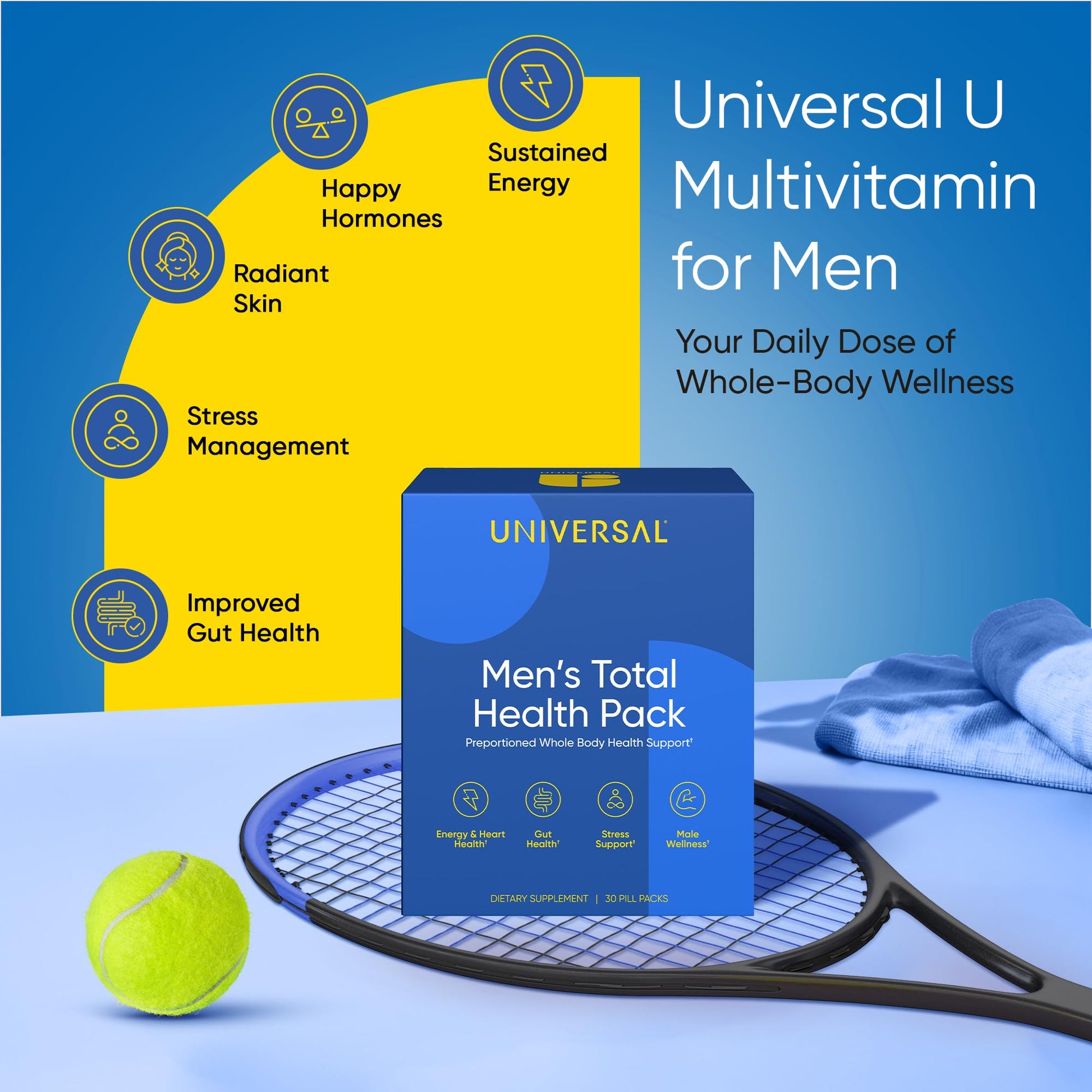 Universal U multivitamínico para hombres en paquete.