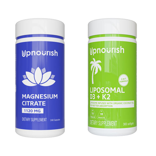 Paquete UpNourish Magnesio Citrato y Vitamina D3 Liposomal con K2