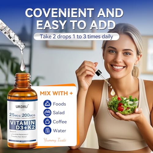 URDRU suplemento vitamina D3 K2 líquido para adultos saludable