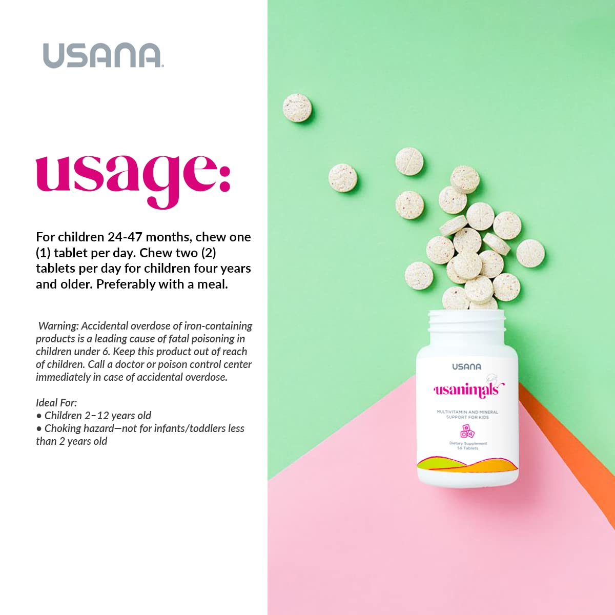 Uso del multivitamínico Usanimals para niños.