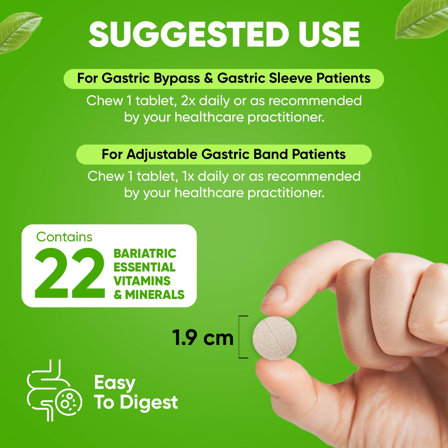 Usos sugeridos de multivitamínico masticable BariSlim