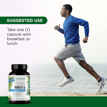 Uso sugerido del multivitamínico EMERALD LABS para hombres - con desayuno o almuerzo