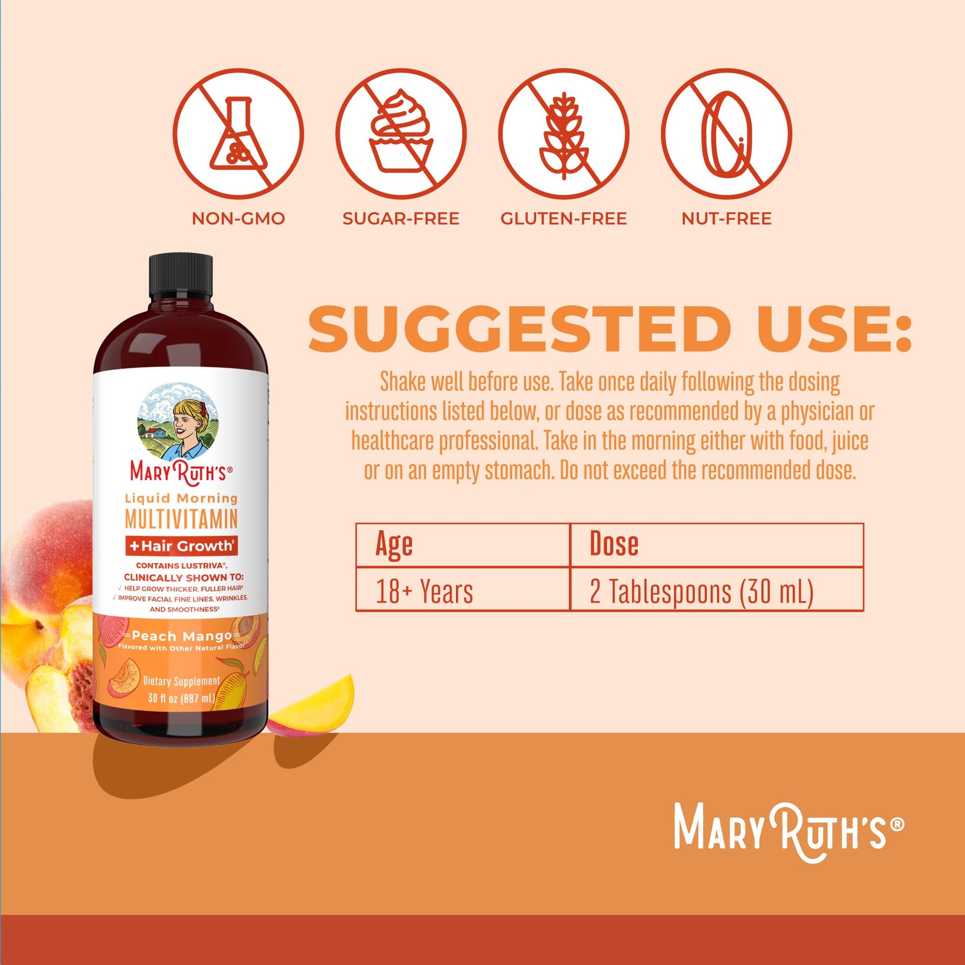 Uso sugerido para el multivitamínico líquido MaryRuth