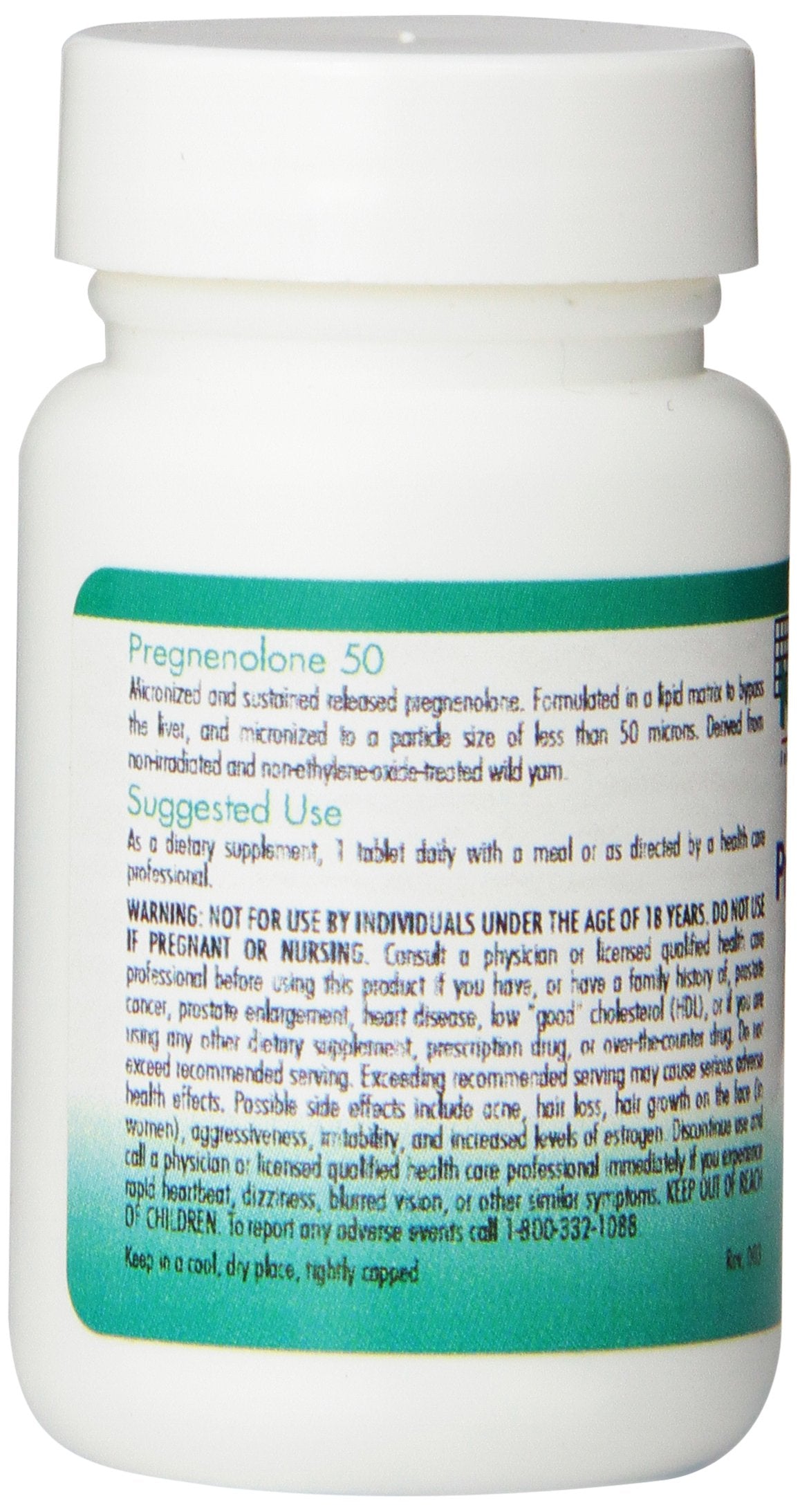 Tabla de uso sugerido del suplemento de pregnenolona