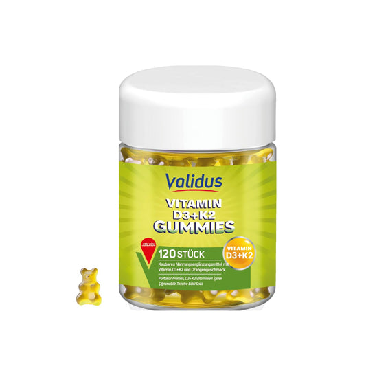 VALIDUS gomitas vitamina D3 1000 UI y K2 masticables
