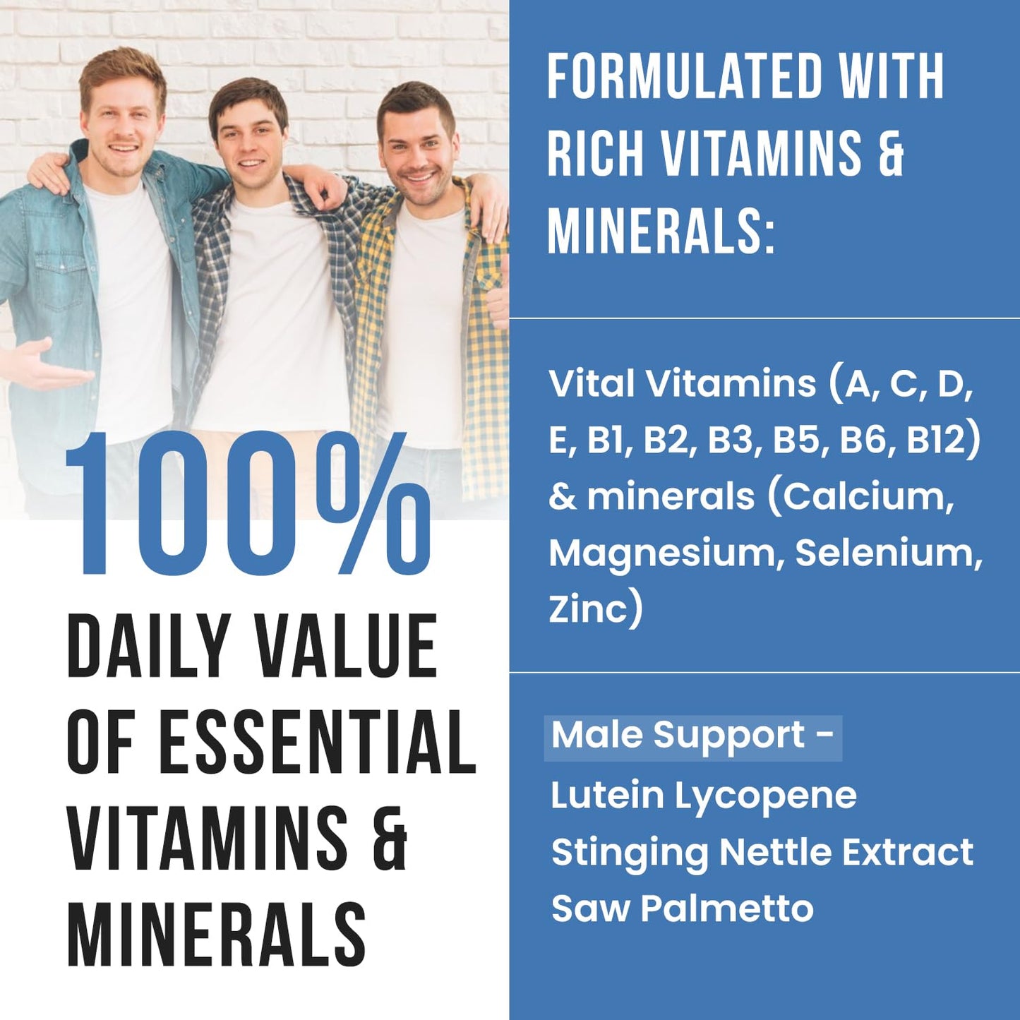 Valores diarios del multivitamínico TOPGARDEN para hombres