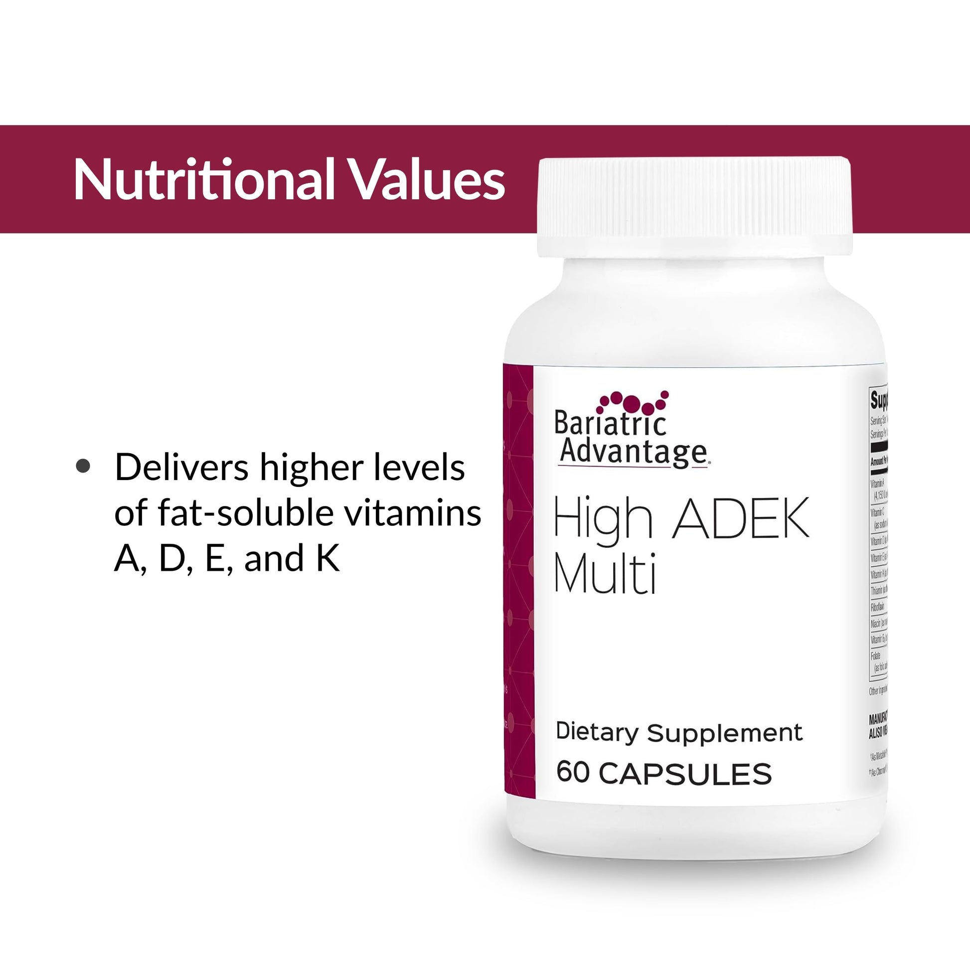 Valores nutricionales del multivitamínico ADEK