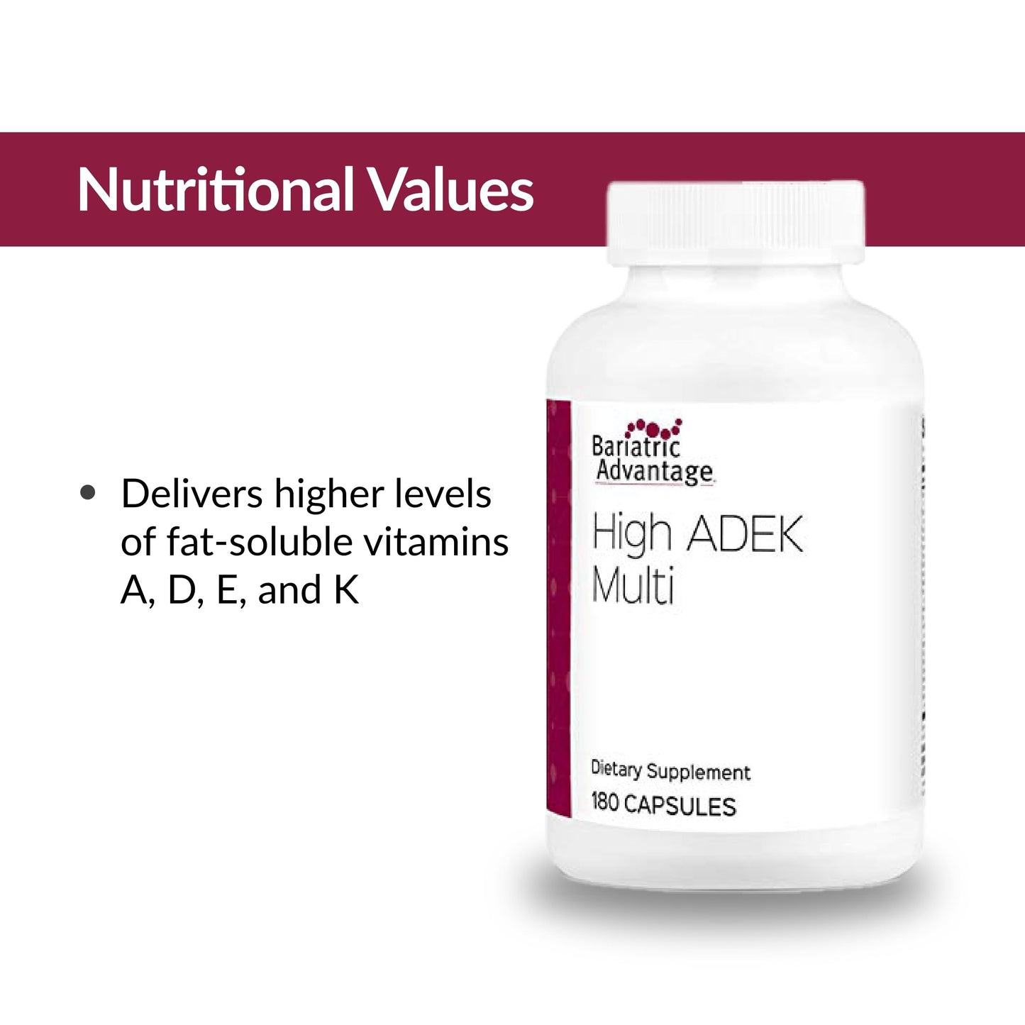 Valores nutricionales Bariatric Advantage multivitamínico