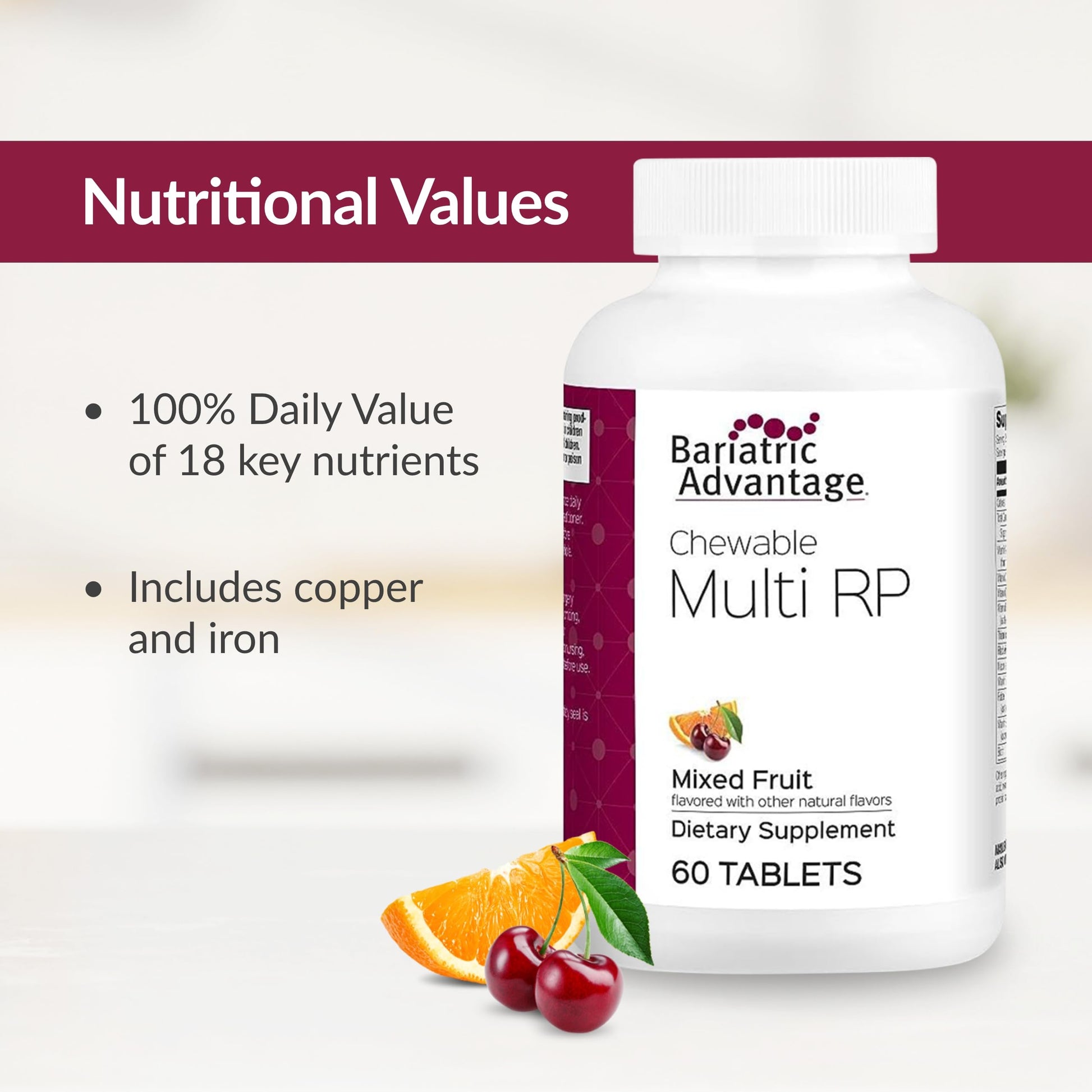 Valores nutricionales de multivitaminas bariátricas