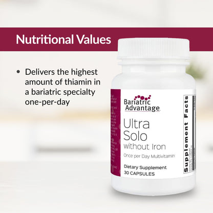 Valores nutricionales del multivitamínico sin hierro