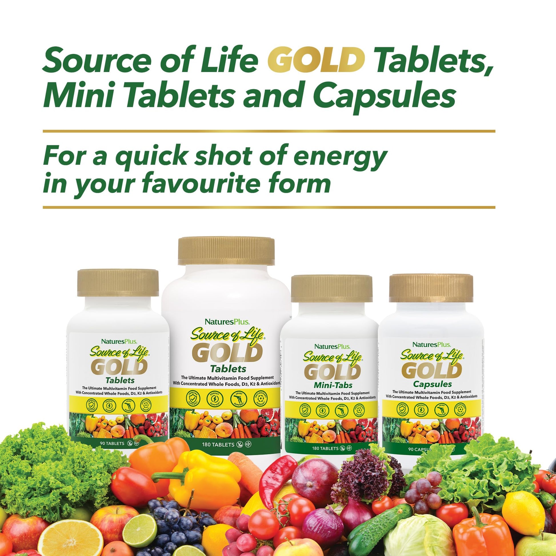 Variantes de Natures Plus Gold multivitamínico