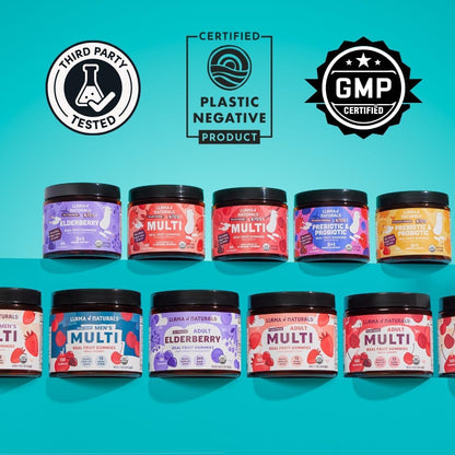 Variedad de productos multivitamínicos Llama Naturals