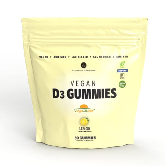 VE Imports gomitas veganas de vitamina D3 en envase frontal