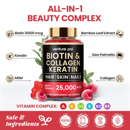 Gomitas sabor natural para cabello, piel y uñas Venture Pal