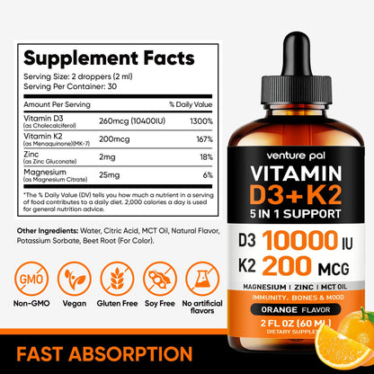 Venture Pal gotas líquidas suplemento vitamina d3 y minerales calidad