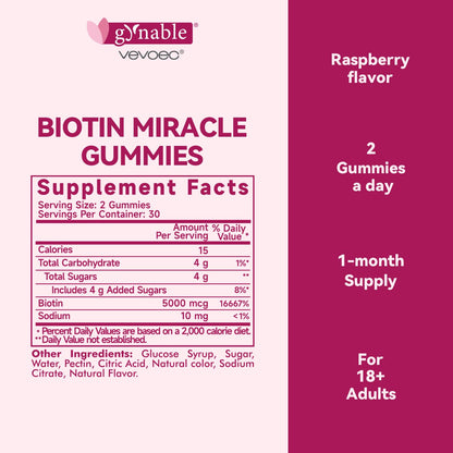 Frasco de gomitas sabor frambuesa biotina 5000 mcg