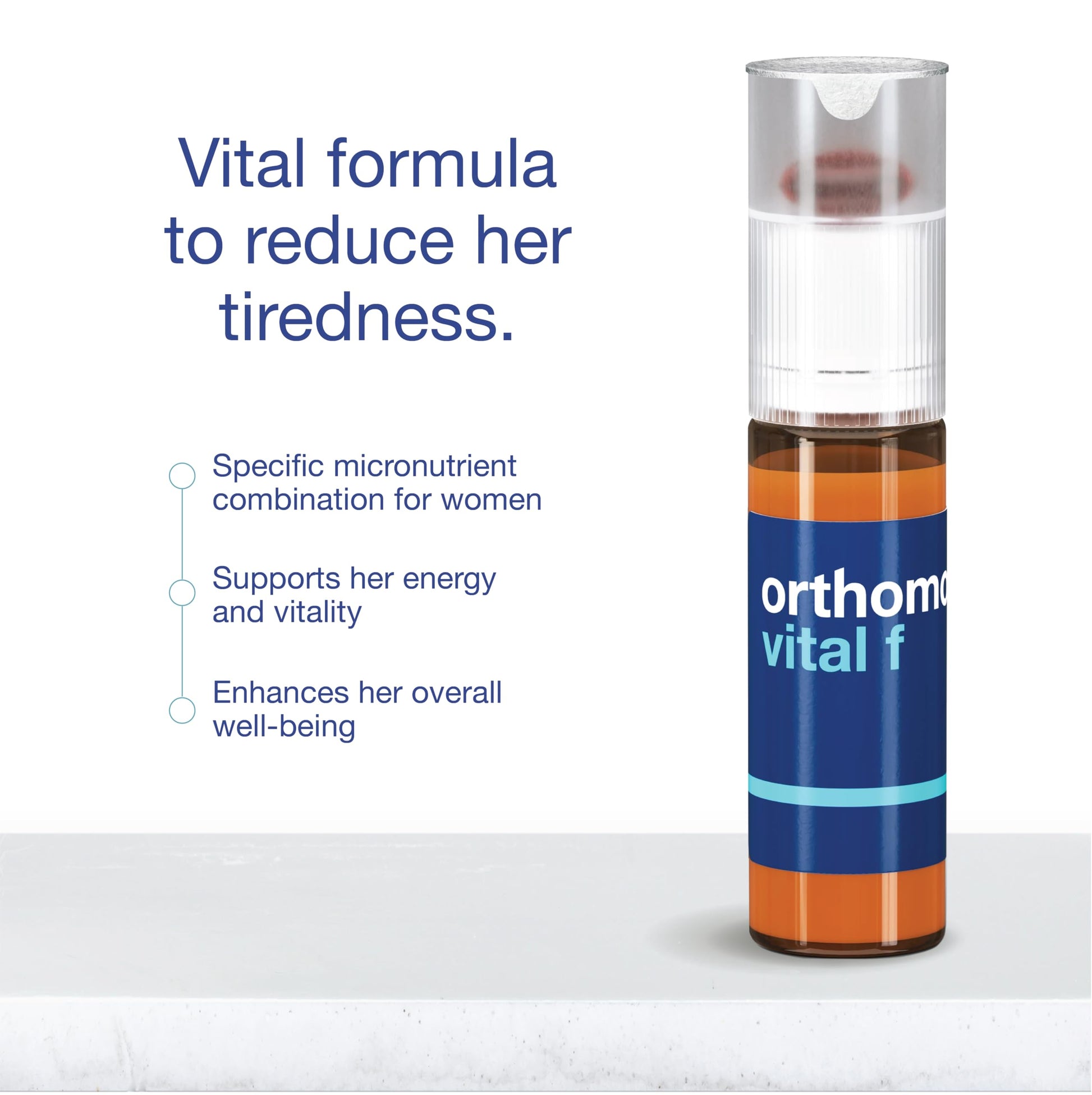 Viales de suplemento multivitamínico Orthomol.