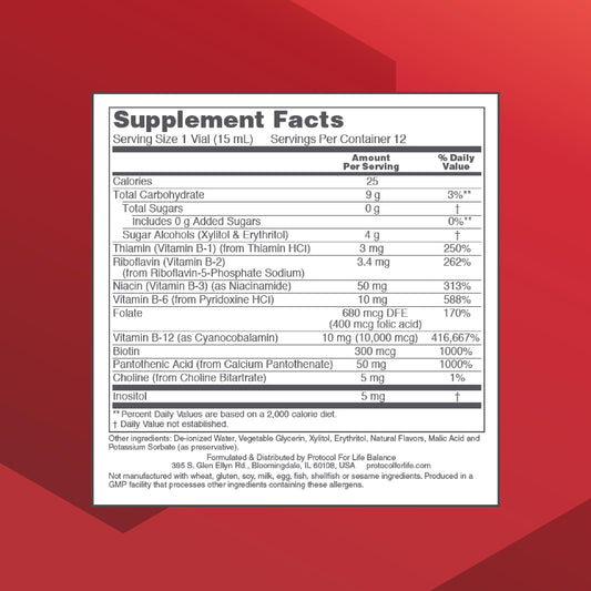 Viales de Vitamina B-12 Protocol For Life Balance