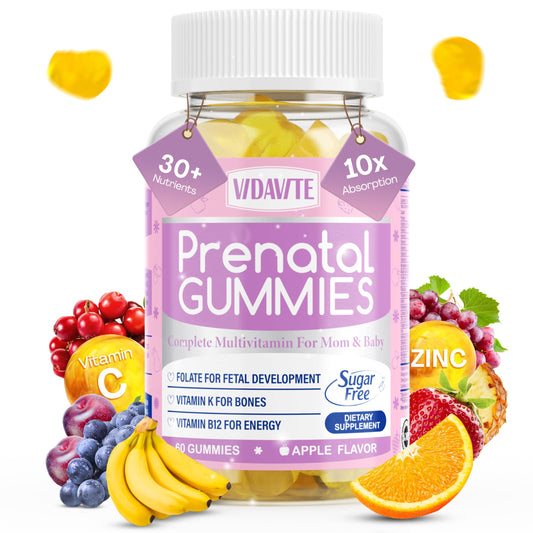 VIDAVITE gomitas prenatales sin azúcar sabor manzana para embarazadas