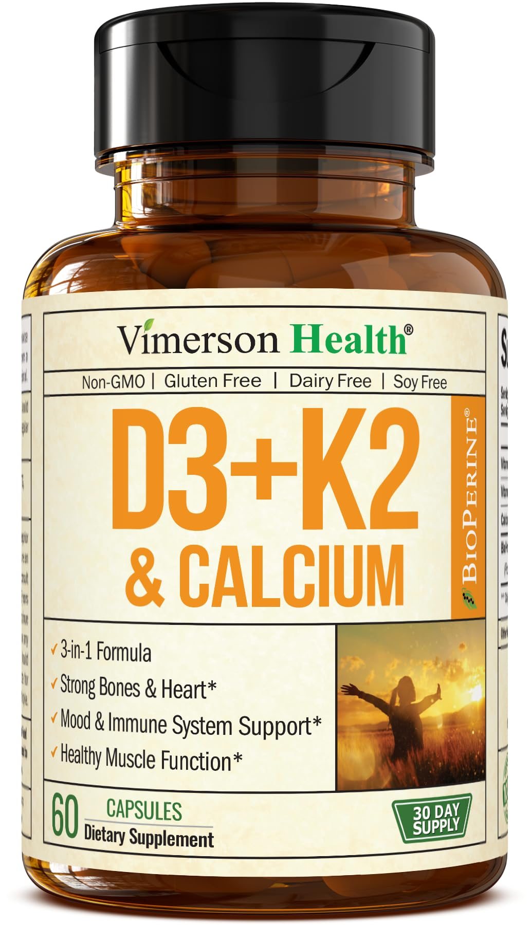 Vimerson Health suplemento vitamina D3 K2 calcio 60 cápsulas