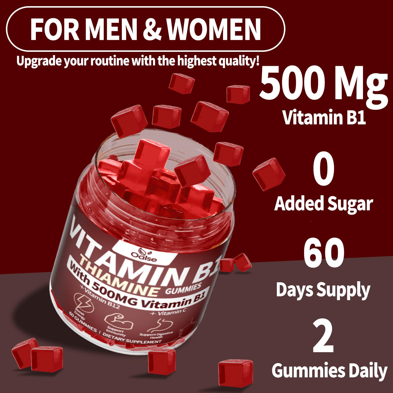 Vista cercana de gomitas de vitamina B1 OALSE