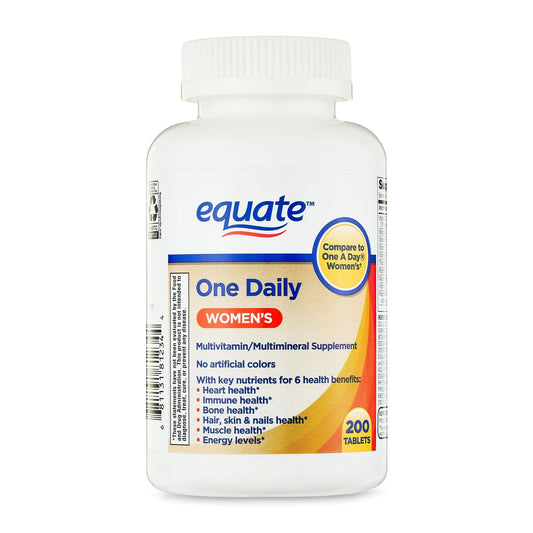 vista frontal botella multivitaminico diario mujeres